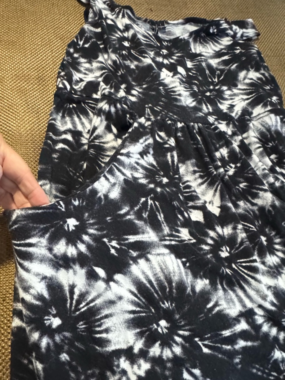 Portocruz Black & White Tie-Dye Dress With Pockets. - Picture 6 of 8
